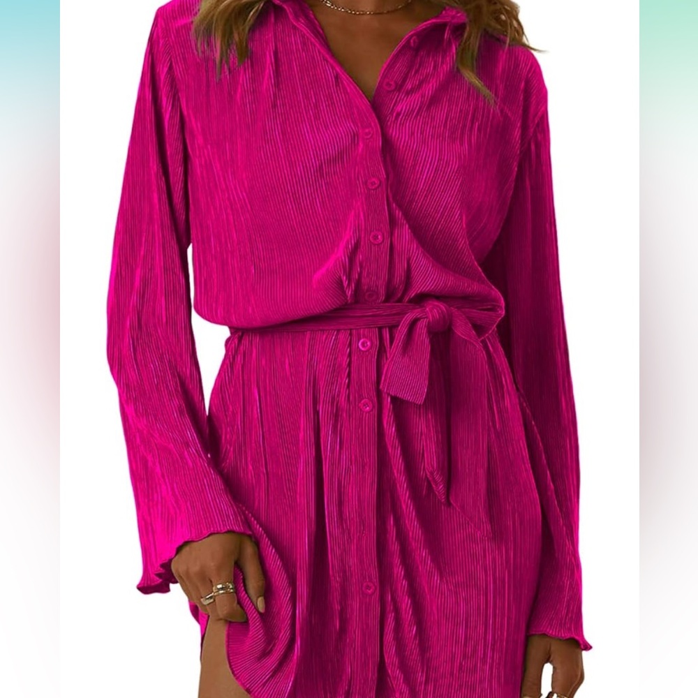 Elegant Pink Button-Up Dress